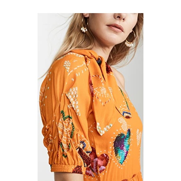 FARM Rio yellow hearts one shoulder dress - Picture 2 of 6